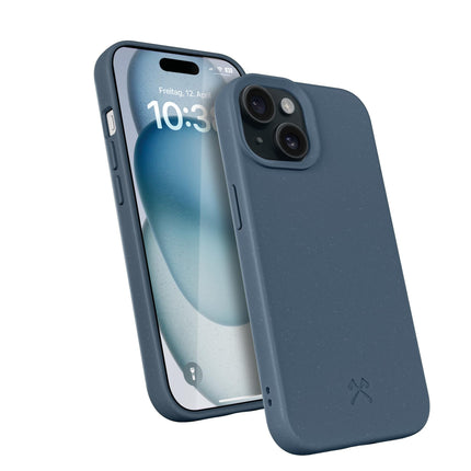 WOODCESSORIES - Organic case Cell Phone case Compatible with iPhone 15 case Navy Blue- Sustainable Made from Plants