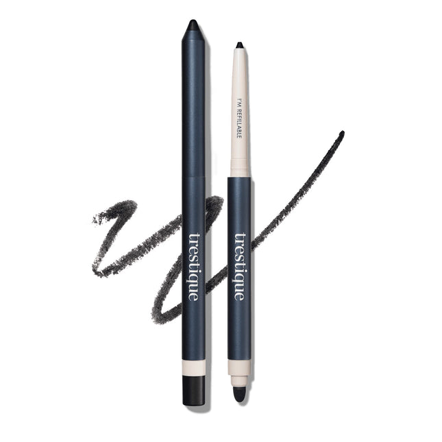 TRESTIQUE Eyeliner Refillable Long Lasting Eyeliner Pencil With Built-In Smudger And Sharpener Clean Beauty Eye Pencil Sustainable