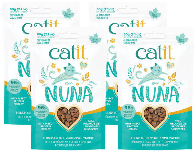 Catit Nuna Treats Healthy & Sustainable Treats for Cats Insect Protein Medley (Pack of 4)