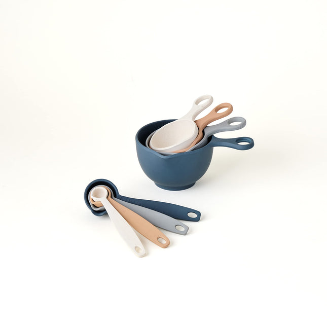 Bamboozle - Measuring Cups & Spoons 8-Piece Dry or Liquid Cooking Set Sustainable Bamboo Fiber (Mixed Neutrals)