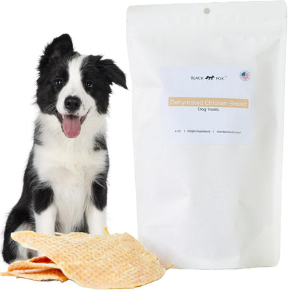 BLACK FOX Dehydrated Chicken Breast Dog Treats | 4 oz Single Ingredient | 100% USDA Grade Chicken Jerky | All Natural | Sustainable
