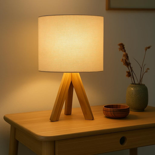 Wooden Tripod LED Table Lamp
